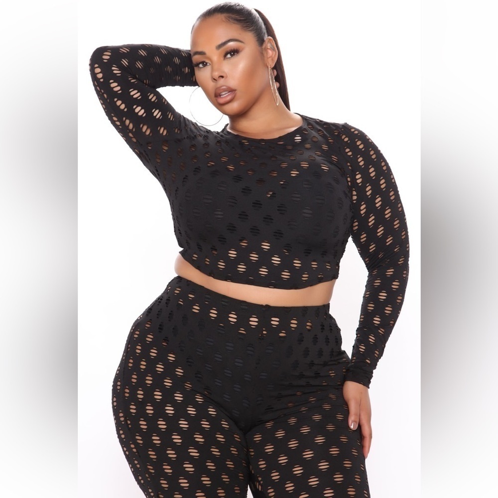 Fashion nova 2X Enough play Bestie Leggings set black - Picture 8 of 12